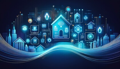 Poster - Smart Home Security System concept background.