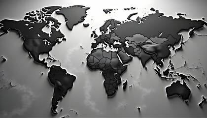 Wall Mural - World map, 3D stereoscopic,