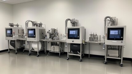 Aufkleber - Advanced Laboratory Equipment Featuring Multiple Automated Machines for Efficient Processing in a Modern Cleanroom Environment
