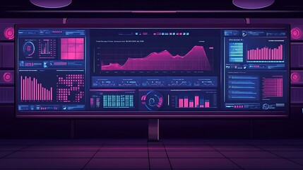 Aufkleber - A futuristic dashboard displaying various data visualizations and analytics.