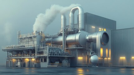 Aufkleber - A small modular reactor (SMR) and turbine generator system working together to generate electricity via steam in a sustainable energy facility