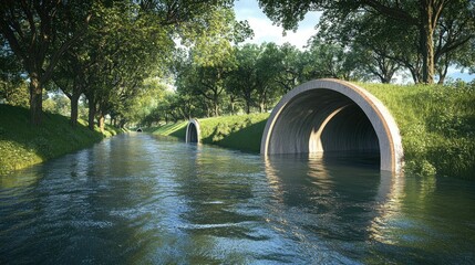 Poster - Engineers applying advanced waterproofing techniques to construct tunnels beneath rivers and lakes, ensuring reliable infrastructure for utilities and transportation