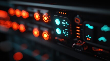 Poster - Futuristic Control Panel with Glowing Lights