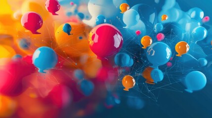 Poster - Vibrant Speech Bubbles with Colorful Backgrounds