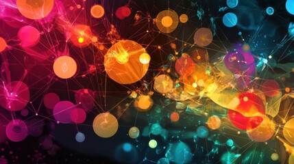 Poster - Abstract Colorful Background with Bubbles and Lights