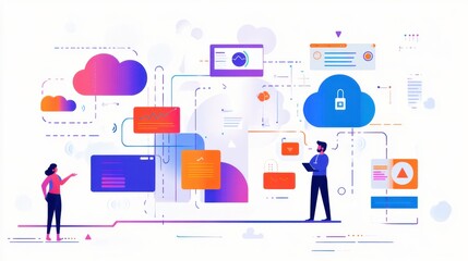 Poster - Digital Cloud Connection Illustration For Technology Use