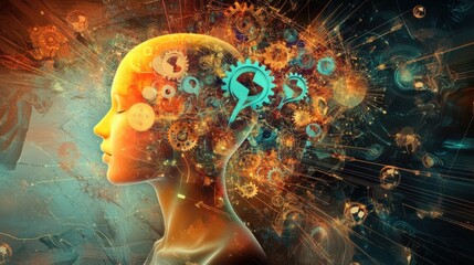 Poster - Abstract Mind with Gears and Creative Ideas