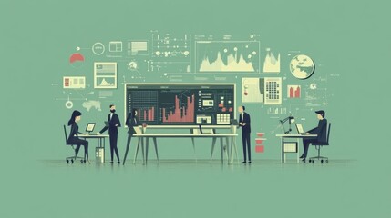 Poster - Business Team Analyzing Data in Modern Office Setting