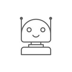 Fototapete - Robot icon. Simple outline style. Cute smiling bot, chatbot, ai, chat, voice, assistant, service, virtual, technology concept. Thin line symbol. Vector illustration isolated. Editable stroke.