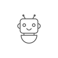 Fototapete - Robot icon. Simple outline style. Cute smiling bot, chatbot, ai, chat, voice, assistant, service, virtual, technology concept. Thin line symbol. Vector illustration isolated. Editable stroke.
