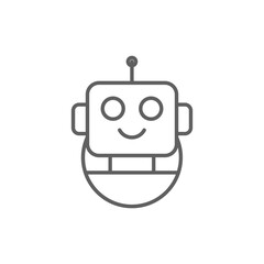 Fototapete - Robot icon. Simple outline style. Cute smiling bot, chatbot, ai, chat, voice, assistant, service, virtual, technology concept. Thin line symbol. Vector illustration isolated. Editable stroke.