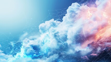 Poster - Visualizing cloud computing networks in digital data centers ethereal connectivity patterns in soft pastel colors