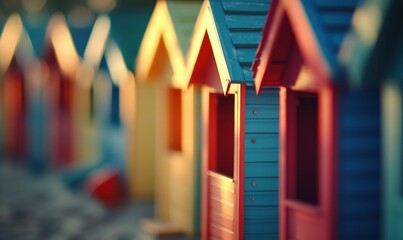 Poster - Colorful beach huts. AI.