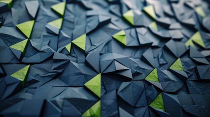 Poster - Implementing cybersecurity strategies digital defense visualization in geometric patterns abstract environment deep navy and electric green themes