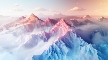 Poster - Exploring dreamlike color gradient terrain surreal landscape digital art fantasy environment aerial view impossible geometric perspectives