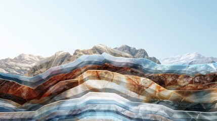 Poster - Exploring geological rock formation earth layers scientific illustration natural environment cross-section view soft earth tone colors