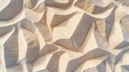 Poster - Exploring geometric sand textures microscopic grain patterns in soft earth tones scientific documentation style natural environment macro viewpoint