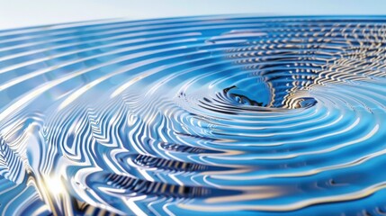 Poster - Visualizing gravitational waves abstract geometric ripple patterns in soft blue and silver colors for scientific representation
