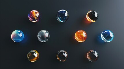 Poster - Vibrant gradient spheres action digital art minimalist design black background abstract concept