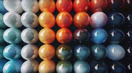 Poster - Vibrant gradient spheres display abstract art digital design black background minimalist aesthetic sharp edges for visual impact