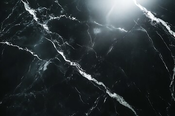 Poster - Dark marble texture with white veins and a bright light source.