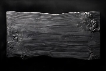 Poster - Dark rustic wood slab, black background, natural wood grain texture.