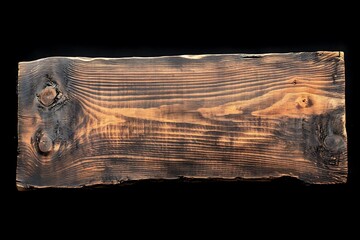 Poster - Dark rustic wooden plank isolated on black background.
