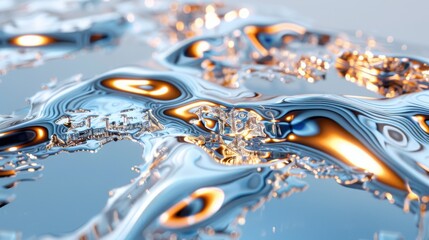 Poster - Exploring macro textures of technological surfaces high-resolution circuit board patterns in metallic silver and electric blue colors