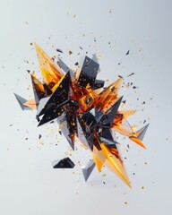 Poster - Dynamic minimalist ing of abstract glass shards digital space art clean environment high angle view bold shapes and colors