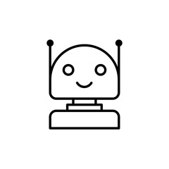 Fototapete - Robot icon. Simple outline style. Cute smiling bot, chatbot, ai, chat, voice, assistant, service, virtual, technology concept. Thin line symbol. Vector illustration isolated.