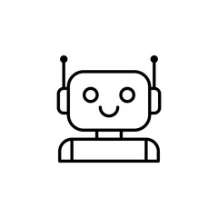 Fototapete - Robot icon. Simple outline style. Cute smiling bot, chatbot, ai, chat, voice, assistant, service, virtual, technology concept. Thin line symbol. Vector illustration isolated.