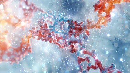 Poster - Exploring the molecular biology landscape abstract protein structures in a scientific microscopic perspective with glowing interconnected elements