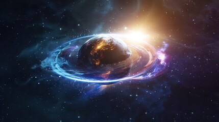Fototapete - Visualizing orbital mechanics and planetary alignment in cosmic space astronomical perspective geometric soft gradient colors