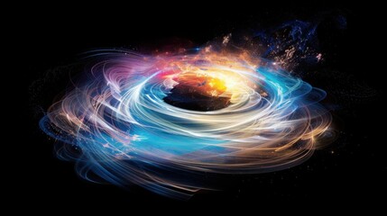 Poster - Visualizing planetary magnetic fields geometric energy flow patterns in vibrant electromagnetic colors scientific illustration style cosmic environment abstract concept