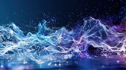 Poster - Visualizing quantum encryption a digital security landscape in deep purple and electric blue futuristic design