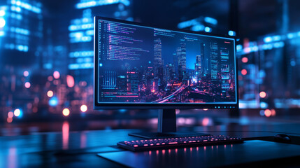 Poster - A futuristic computer screen, shown in a 3D image.