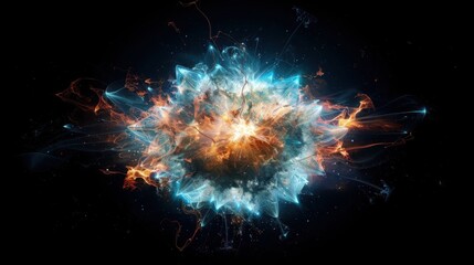 Poster - Visualizing the energetic dispersal of supernova explosions through scientific illustrations with electric colors