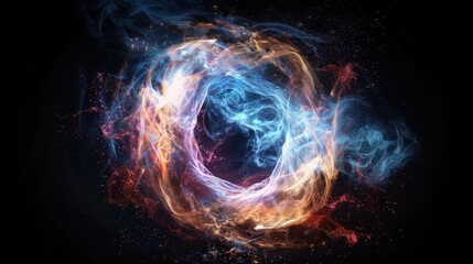 Poster - Visualizing supernova explosion geometric energy dispersal in electric colors scientific illustration approach in cosmic environments