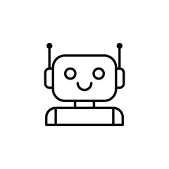 Fototapete - Robot icon. Simple outline style. Cute smiling bot, chatbot, ai, chat, voice, assistant, service, virtual, technology concept. Thin line symbol. Vector illustration isolated.