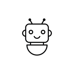 Fototapete - Robot icon. Simple outline style. Cute smiling bot, chatbot, ai, chat, voice, assistant, service, virtual, technology concept. Thin line symbol. Vector illustration isolated.