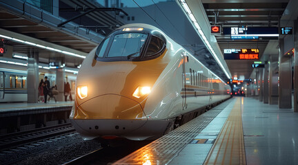 Aufkleber - Fast train in train station, High-speed.