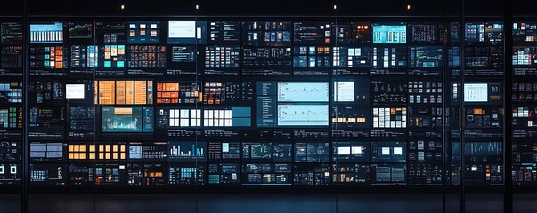 Poster - A high-tech control room filled with various screens displaying data and analytics.
