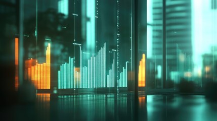 Poster - Financial Hologram Displaying Data in Urban Setting