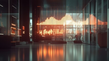 Poster - Futuristic Financial Graph with Holographic Display