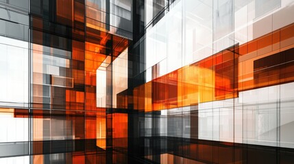 Poster - Abstract Composition with Large Windows and Geometric Shapes