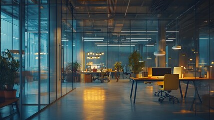 Poster - A collaborative eco-friendly office integrating IoT solutions to achieve net-zero energy goals. 4k resolution, Cinematic Scene
