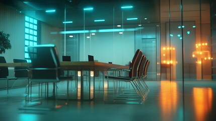Poster - A modern meeting room where wearable devices enable efficient task delegation and tracking. 4k resolution, Cinematic Scene