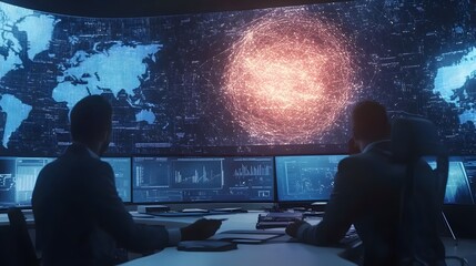 Poster - A collaborative workspace featuring blockchain visualization systems for investment analysis through AR platforms. 4k resolution, Cinematic Scene