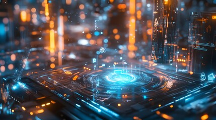 Poster - A hybrid workspace showcasing holographic tools for analyzing marketing campaign effectiveness. 4k resolution, Cinematic Scene