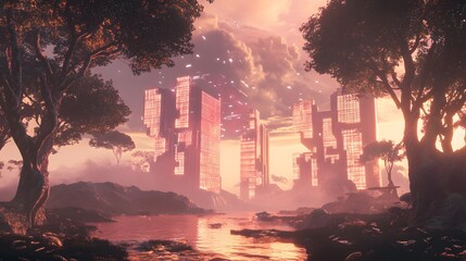 Poster - A dynamic metaverse setting where team members exchange ideas in a fully virtual collaborative environment. 4k resolution, Cinematic Scene